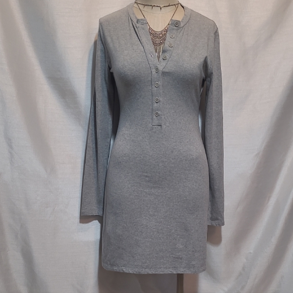 Reformation Gray Long Sleeve Mini-Dress